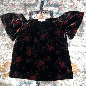 Off the shoulder velvet top